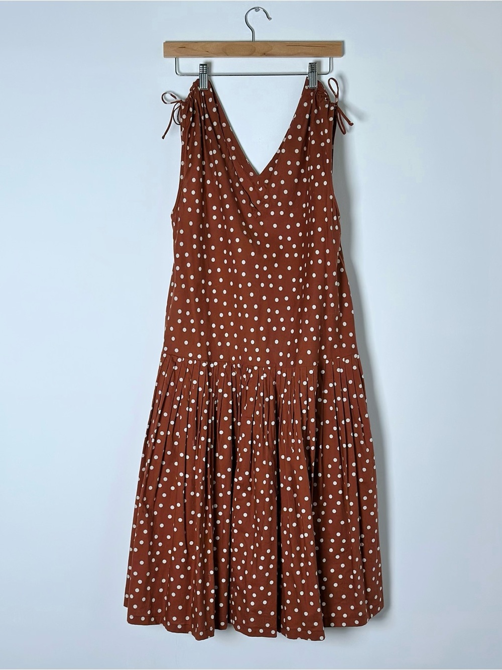 ASOS Excellent 100% Cotton Rust Brown Polka Dot Tiered Midi Dress Women’s US 6